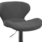 Tabouret de bar contemporain à hauteur réglable en tissu charbon avec dossier courbé et base en chrome-Siège à hauteur réglable avec vérin à gaz