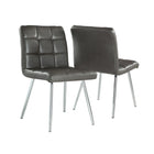 Monarch Specialties 1072 Dining Chair - Grey Leather-Look/Chrome - 2 Pack-Modern grey leather look finish