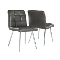 Monarch Specialties 1072 Dining Chair - Grey Leather-Look/Chrome - 2 Pack-Modern grey leather look finish