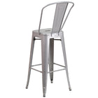Flash Furniture Commercial Grade 30" High Silver Metal Indoor-Outdoor Barstool with Back-Seat Drain Hole assists in drying