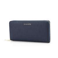 Champs RFID Zip-Around Wallet -  Navy-Faux leather, navy