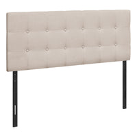 Monarch Specialties 6004F Full Size Headboard - Beige Linen-Button-tufted upholstered headboard in a beige linen-look fabric