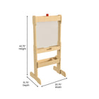 Flash Furniture Bright Beginnings Commercial Double Sided Wooden Free-Standing STEAM Easel, Storage Tray, Paint Window - Natural-Clear Acrylic Window Compatible with Water Based Markers and Paints