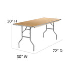 Flash Furniture 30" x 72" Rectangular HEAVY DUTY Birchwood Folding Banquet Table with METAL Edges & Protective Corner Guards-.75'' Thick Plywood Core