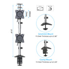 ShoppingAll Dual Vertical Monitor Desk Stand-This fully adjustable desk mount can be fixed by C-clamp or grommet installation on any working surface