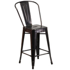Flash Furniture – Tabouret de comptoir en métal, int/ext, hauteur de 24,25 po, fini noir/or patiné, 4/bte (CH3132024GBBQ)-Capacité de poids de 500 lb