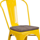 Flash Furniture Metal Stackable Chair with Wood Seat - Yellow-Textured Walnut Elm Wood Seat