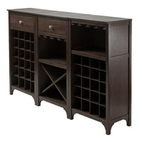 Winsome Ancona 3-Piece Wine Cabinet Modular Set-Each unit assembled size is 19" x 12.6" x 37.52".  One Unit has Glass Rack with 20 Slots for Bottles