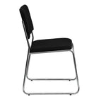 Chaise empilable en tissu noir à haute densité de la série HERCULES, avec capacité de 1000 lb et base traîneau chromée-Capacité de poids de 1000 lb