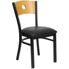 Flash Furniture HERCULES Series Black Circle Back Metal Restaurant Chair - Natural Wood Back, Black Vinyl Seat-500 lb. Weight Capacity
