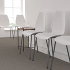 Flash Furniture HERCULES Series Stack Chairs with Lumbar Support & Silver Frame - White  - 5 Pack-Easy to Clean Polypropylene Material