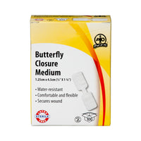 Wasip Butterfly Closures - 100 Pack-These quality vinyl adhesive dressings are designed to support stitches and hold surface wounds together.