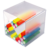 Deflecto Stackable Cube Organizer with X divider - 4 Compartments - Clear (350201)-Modular organizer with X divider stacks together with metal linking clips to create a custom system keeping cubes secure