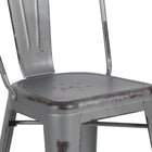 Flash Furniture Commercial Grade 24" High Distressed Silver Grey Metal Indoor-Outdoor Counter Height Stool with Back-Seat Drain Holes assist in drying