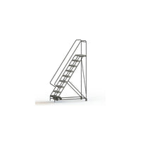 Tri-Arc Manufacturing Aluminum Rolling Ladder, Step Width: 24", Step Type: Serrated, No. of Steps: 9 (WLAR109245)-No. of Steps: 9