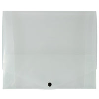 JAM Paper  - Porte-document en plastique format moyen, à bouton pression, 10 x 12 1/2 x 3/4 po, transparent, paquet de 2-transparent