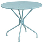Flash Furniture 35.25" Round Sky Blue Indoor-Outdoor Steel Patio Table-Patio Table