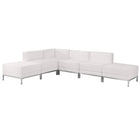 Flash Furniture HERCULES Imagination Series Melrose LeatherSoft Sectional Configuration - 6 Pieces - White-Add on pieces as your business grows
