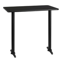 Flash Furniture 30" x 42" Rectangular Black Laminate Table Top with 5" x 22" Bar Height Table Bases-Bar Height Hospitality Table