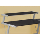 Monarch Specialties 7171 Computer Desk - Espresso Top/Silver Metal-Sturdy and durably designed grey metal base includes robust legs and support bars with a geometric design and adjustable feet for optimum stability.