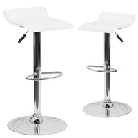 Flash Furniture Contemporary Vinyl Adjustable Height Barstool with Solid Wave Seat & Chrome Base - White - 2 Pack-Set of 2 Contemporary Style Stools