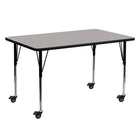 Flash Furniture Mobile 24"W x 60"L Rectangular Grey HP Laminate Activity Table - Standard Height Adjustable Legs-Popular Rectangular Activity Table