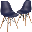 Flash Furniture Elon Series Navy Plastic Chairs with Wooden Legsase-Ideal Use: dining chair, living room accent chair, home office side chair