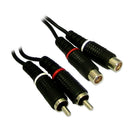BlueDiamond 2 RCA to 2 RCA Stereo Audio M/F - 15ft, (6068)-2 RCA males to 2 RCA females