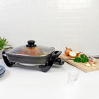 Kenmore Non-Stick Electric Skillet with Glass Lid - 12" x 12" - Black and Grey-Durable non-stick coating lets you sear food without sticking