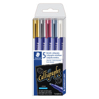 Staedtler Metallic Calligraphy Brush Markers - 1-6mm Tips - 5 Pack (8325TB5A6)-Calligraphy brush tip allows user to freely create expressive writing designs