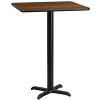 Flash Furniture – Table bistro carrée en stratifié noyer de 24 po avec base de 22 x 22 po (XUWA2424T2222B)-Table d'hospitalité à hauteur de bar