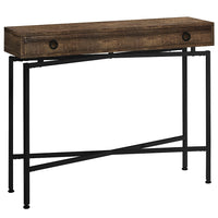 Monarch Specialties 3453 Accent Table - 42"L/Brown Reclaimed Wood/ Black Console-Contemporary barn style finish in a brown reclaimed wood-look accented with round black metal pulls