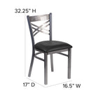 Flash Furniture Chaise de restaurant en métal de la série HERCULES avec dossier en croix à enduit lustré siège en vinyle noir-Barres d'appui courbes