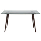 Flash Furniture - Table rectangulaire Meriden en bois massif espresso de 31,5 po x 55 po avec plateau en verre transparent-Style contemporain