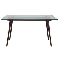 Flash Furniture - Table rectangulaire Meriden en bois massif espresso de 31,5 po x 55 po avec plateau en verre transparent-Style contemporain