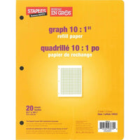 Staples Refill Paper - Graph 10:1" - 8-3/8" x 10-7/8" - 20 Sheets-Letter size graph refill paper 10 squares per 1"