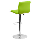 Flash Furniture Contemporary Green Vinyl Adjustable Height Barstool with Horizontal Stitch Back & Chrome Base-Horizontal Embellished Stitching