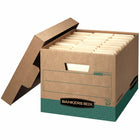 Bankers Box R-Kive Letter/Legal Recycled Heavy-duty Storage Box, Kraft Green, 4 Pack-Heavy-duty, triple end, double side, double bottom construction stacks up stronger and withstands frequent handling