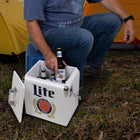 Miller Lite Retro Ice Chest Cooler with Bottle Opener 13 L (14 qt) - White and Blue-Holds up to 18 standard soda cans or 12 bottles