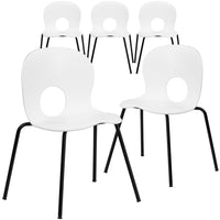 Flash Furniture HERCULES Designer Plastic Stack Chair with Black Frame - White-Set of 5 Multipurpose Stack Chairs