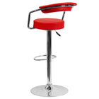 Flash Furniture Contemporary Red Vinyl Adjustable Height Barstool with Arms & Chrome Base-Chrome Arms