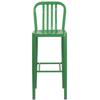 Flash Furniture Commercial Grade 30" High Green Metal Indoor-Outdoor Barstool with Vertical Slat Back - 2 Pack-Set of 2 Industrial Modern Bar Stools