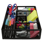 Staples Metal Mesh Drawer Organizer - 6-Slot - Black-Built-in carrying handles for portability