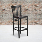 Flash Furniture HERCULES Series Black School House Back Metal Restaurant Barstool - Walnut Wood Seat - 2 Pack-Welded Joint Assembly