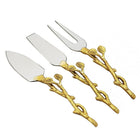 Elegance 3-Piece Golden Vine Cheese Spreader Set-Golden vine handle set