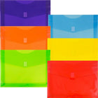 JAM Paper - Env. en plastique à fermeture Velcro, extension de 2 po, 9,75 x 13 po, couleurs variées, 18/paquet (218V2OLIPRYSG)-Paquet de 6 enveloppes pochettes extensibles en plastique : Orange, vert lime, violet, jaune, rouge et gris fumée.