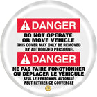 Steering Wheel Covers, Danger; do not operate or move vehicle, SED183-Language - Biligual
