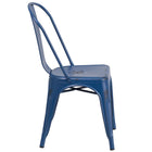 Flash Furniture Distressed Antique Blue Metal Indoor-Outdoor Stackable Chair-Stacks up to 8 Chairs High