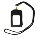 ASHLIN DESIGNER, ENRIQUE, I.D. Holder Lanyard Zippered Cases, Vegan Leather, Black-FRONT panel: ID pocket