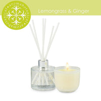 Aromabotanical Lemongrass & Ginger Gift Set Candle + Diffuser (16-AB/SET LG )-Aromabotanical gift set combines a 50 ml reed diffuser containing custom blended Australian essential oils, and a 2oz mini candle.